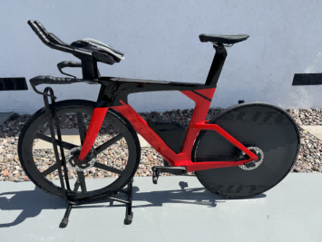 A High-Tech Aero Triathlon Bike with a Rear Disc Wheel Designed for Top-tier Performance