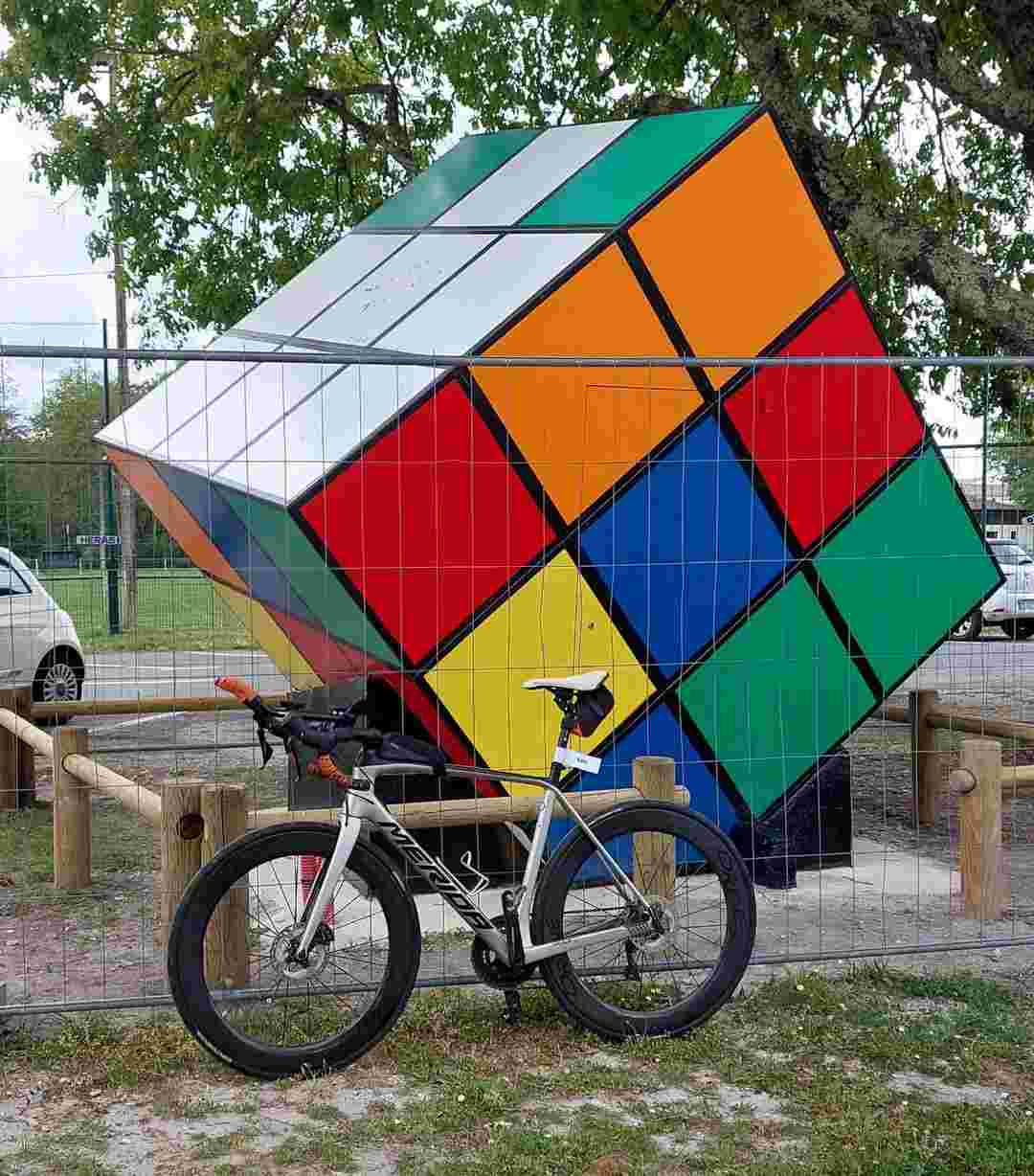 A MERIDA Road Bike Meets a Giant Rubik’s Cube Sculpture